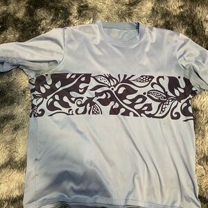 Patagonia Light Blue Shirt with Dark Blue Leaf Design